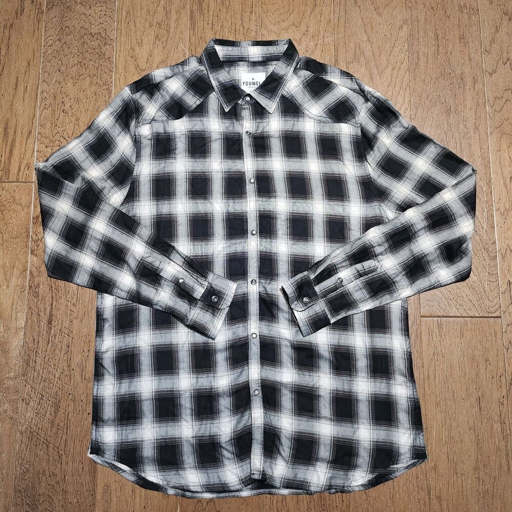 YoungLa 448 Pleated Festival Shirt Mens Large Pearl Snap Long Sleeve